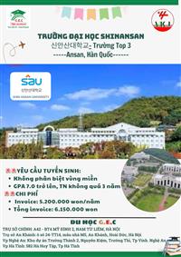 𝐓𝐫ườ𝐧𝐠 cao đẳng SHINANSAN  𝐇à𝐧 𝐐𝐮ố𝐜 – 신안산대학교- Tốp 3