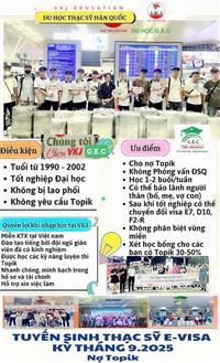 TUYỂN SINH DU HỌC THẠC SĨ HÀN QUỐC tháng 9/2025